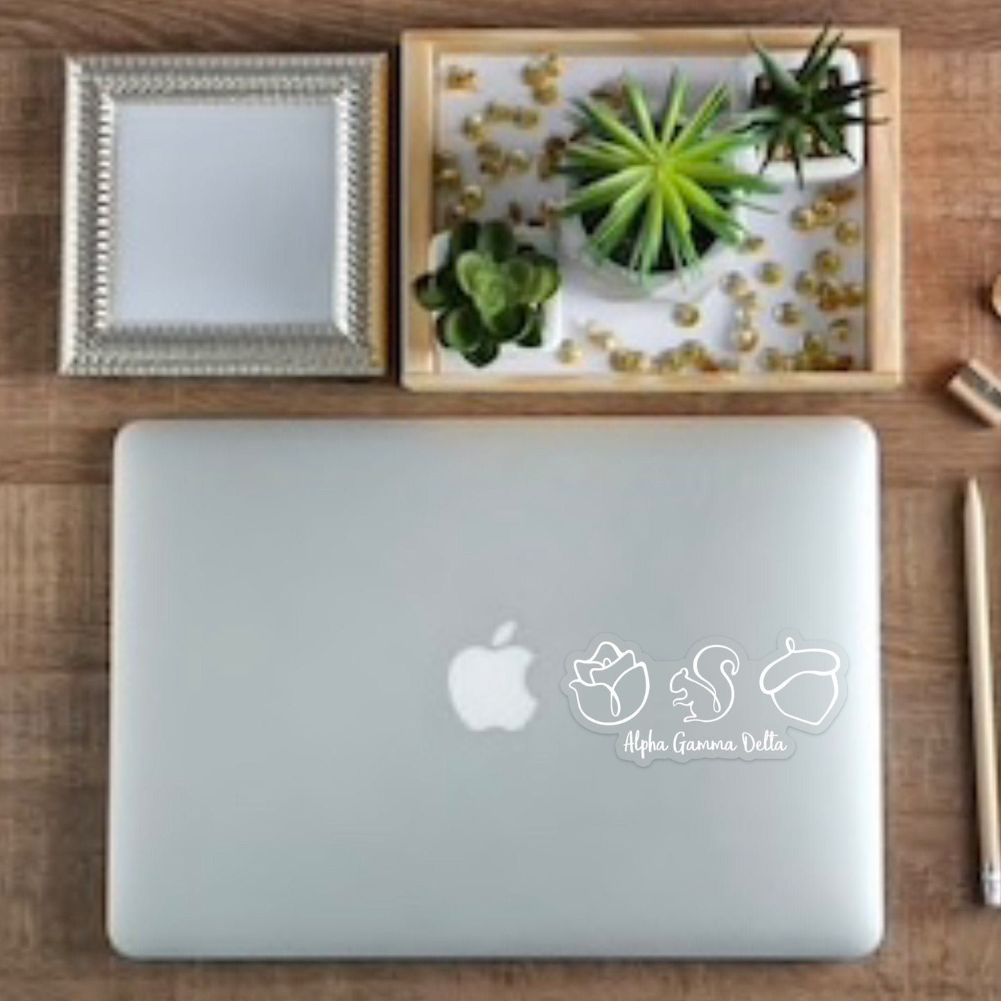 Alpha Gamma Delta Rose, Squirrel, and Acorn Car Decal | New Logo | New Design  / Decal |  for Car, Laptop, Mug, Cup, Cooler, Planner