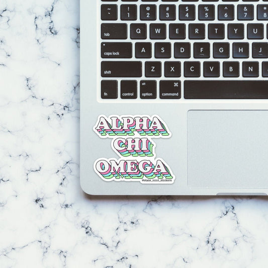 Alpha Chi Omega Pastel Layers Vinyl Sticker / Decal | for big little, bid day, reveal, big little basket, bid day basket, axo, alpha chi