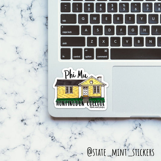 Phi Mu Huntingdon  Custom Sorority House Sticker | 3.5" Wide