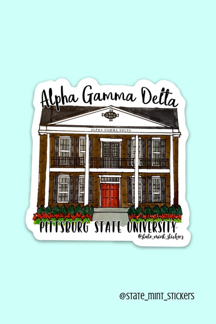 Alpha Gamma Delta at Pittsburg State University Custom Sorority House Sticker | 3.5" Wide