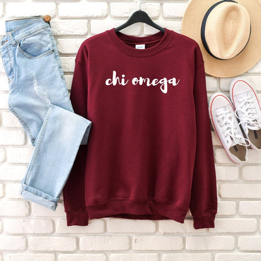 Chi Omega Sweatshirt | Chi O XO Sorority | Gildan Unisex Crewneck Sweatshirt w/ Fleece Inside