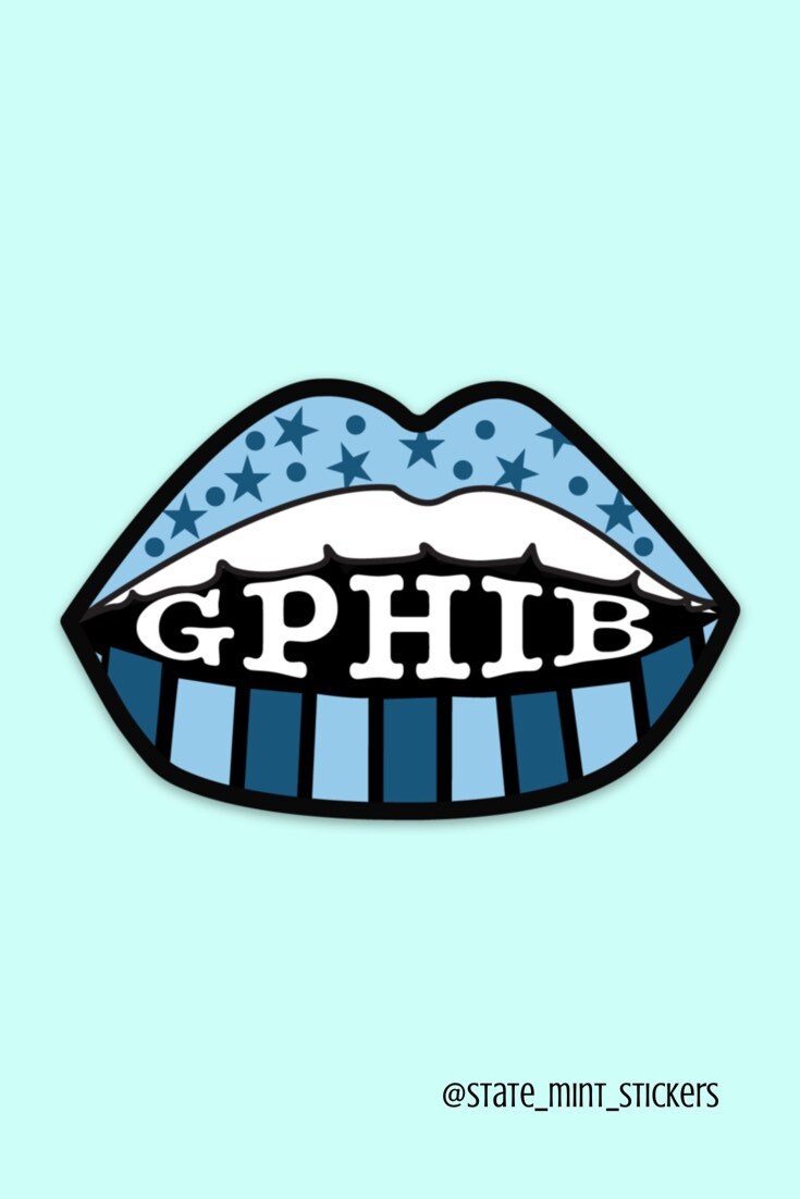 Gamma Phi Beta Blue Stars and Lips Sticker / Decal  | 3.5" | for car, laptop, cooler, water bottle and more