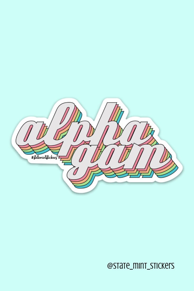 Alpha Gamma Delta Sorority Pastel Rainbow Sticker  | 4" Wide