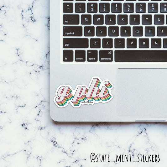 Gamma Phi Beta Pink Retro Rainbow Sticker | Official Licensed Product  | 3.5" Wide