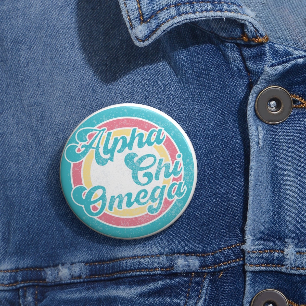 Alpha Chi Omega Sorority Pin Buttons | 4 inch wide sticker, pastel, big little, reveal, basket, gift, custom, bulk, backpack button, gift