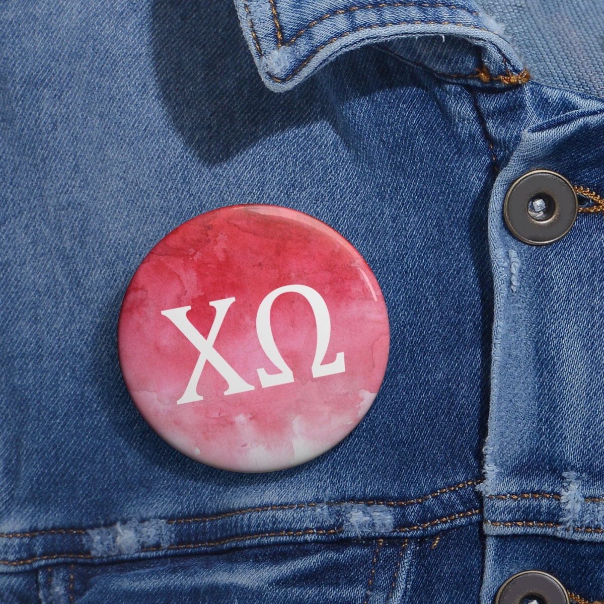 Chi Omega Sorority Greek Letter Pin Buttons