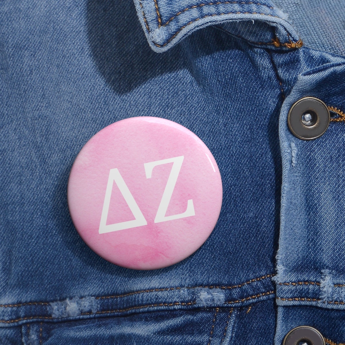Delta Zeta Watercolor Greek Letter Sorority Pin Buttons