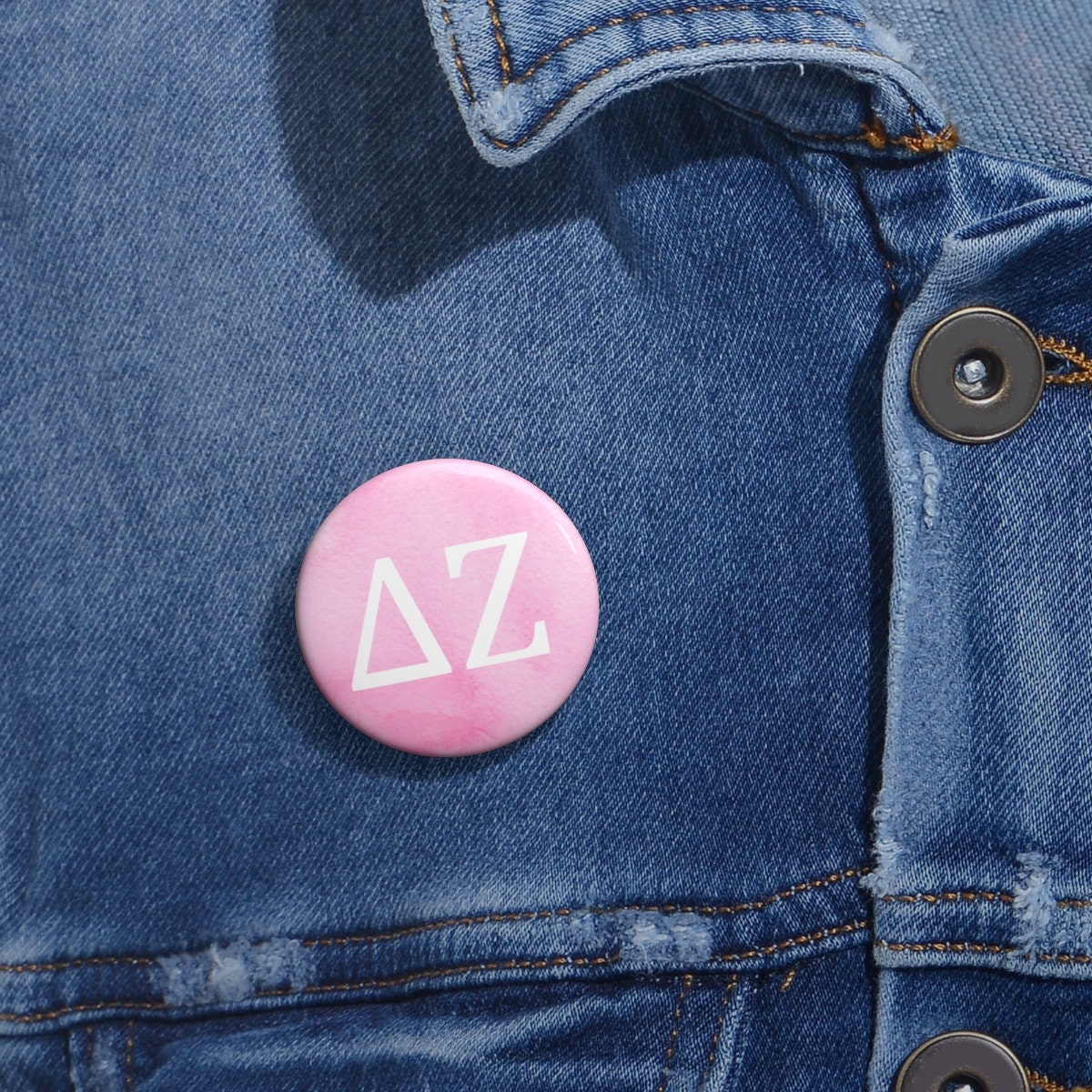 Delta Zeta Watercolor Greek Letter Sorority Pin Buttons