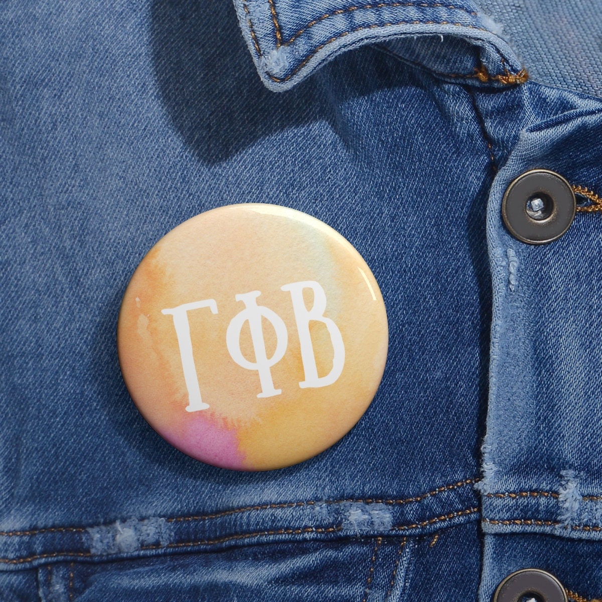 Gamma Phi Beta Watercolor Sorority Greek Letter Pin Buttons
