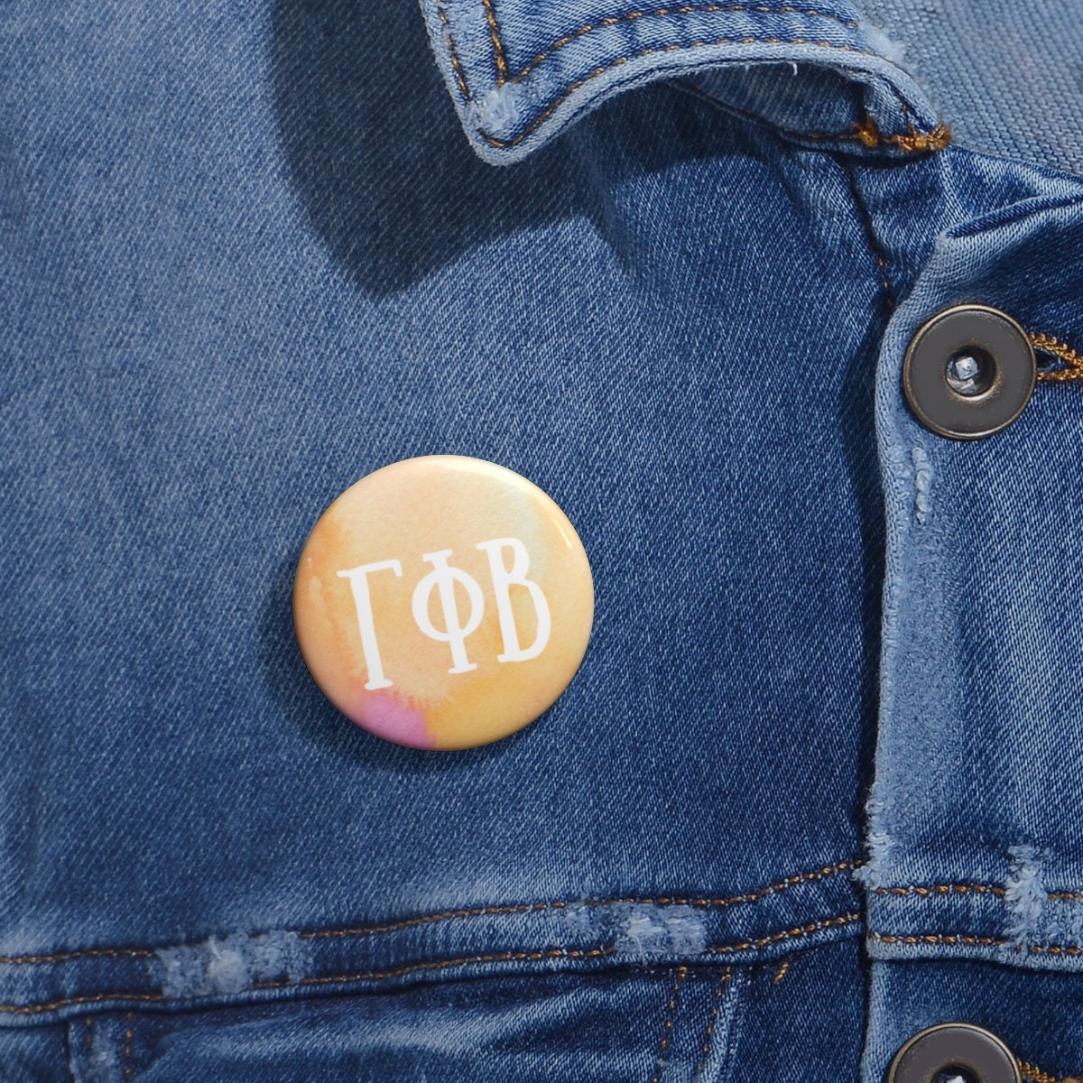 Gamma Phi Beta Watercolor Sorority Greek Letter Pin Buttons