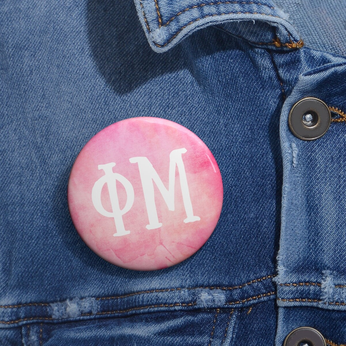 Phi Mu Sorority Greek Letter Watercolor Pin Buttons