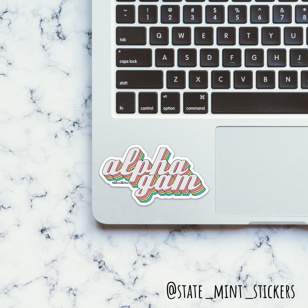 Alpha Gamma Delta Sorority Pastel Rainbow Sticker  | 4" Wide