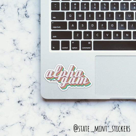 Alpha Gamma Delta Sorority Pastel Rainbow Sticker  | 4" Wide