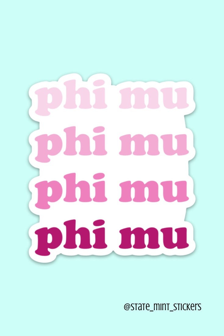 Phi Mu ΦΜ Sorority Pink Sticker Decal  | 3.5" Wide  / Decal |  for Car, Laptop, Mug, Cup, Cooler, Planner