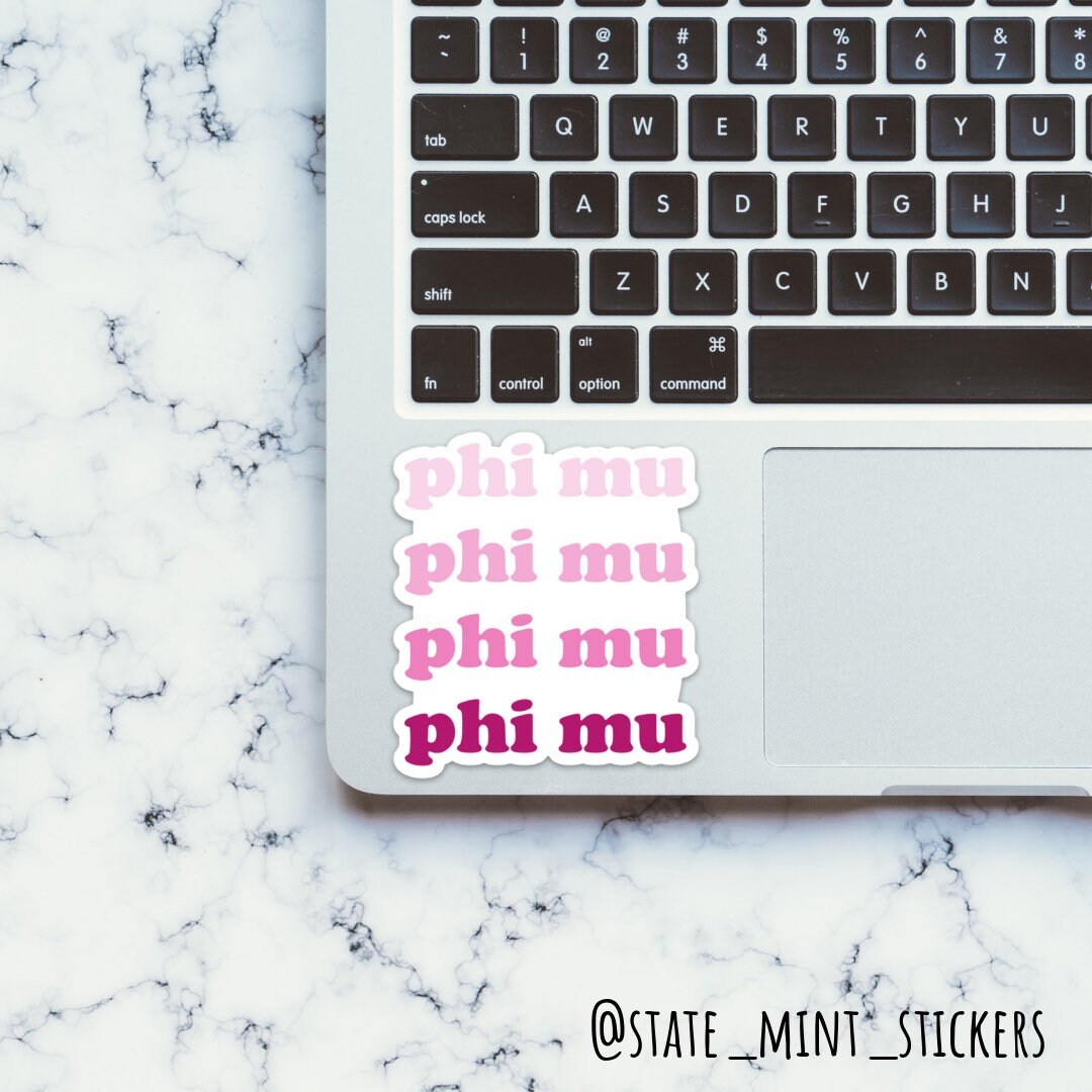 Phi Mu ΦΜ Sorority Pink Sticker Decal  | 3.5" Wide  / Decal |  for Car, Laptop, Mug, Cup, Cooler, Planner