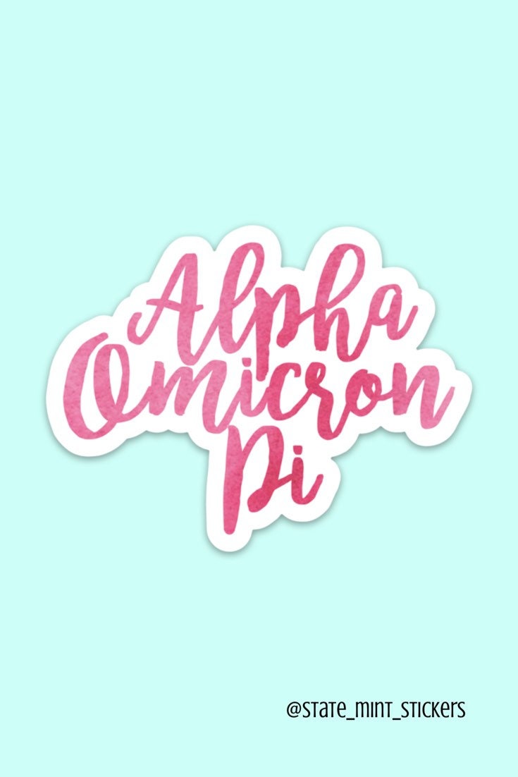 Alpha Omicron Pi Sorority Sticker | Pink Watercolor | Perfect for use on car, laptop, waterbottle, cooler, cup, mug, planner