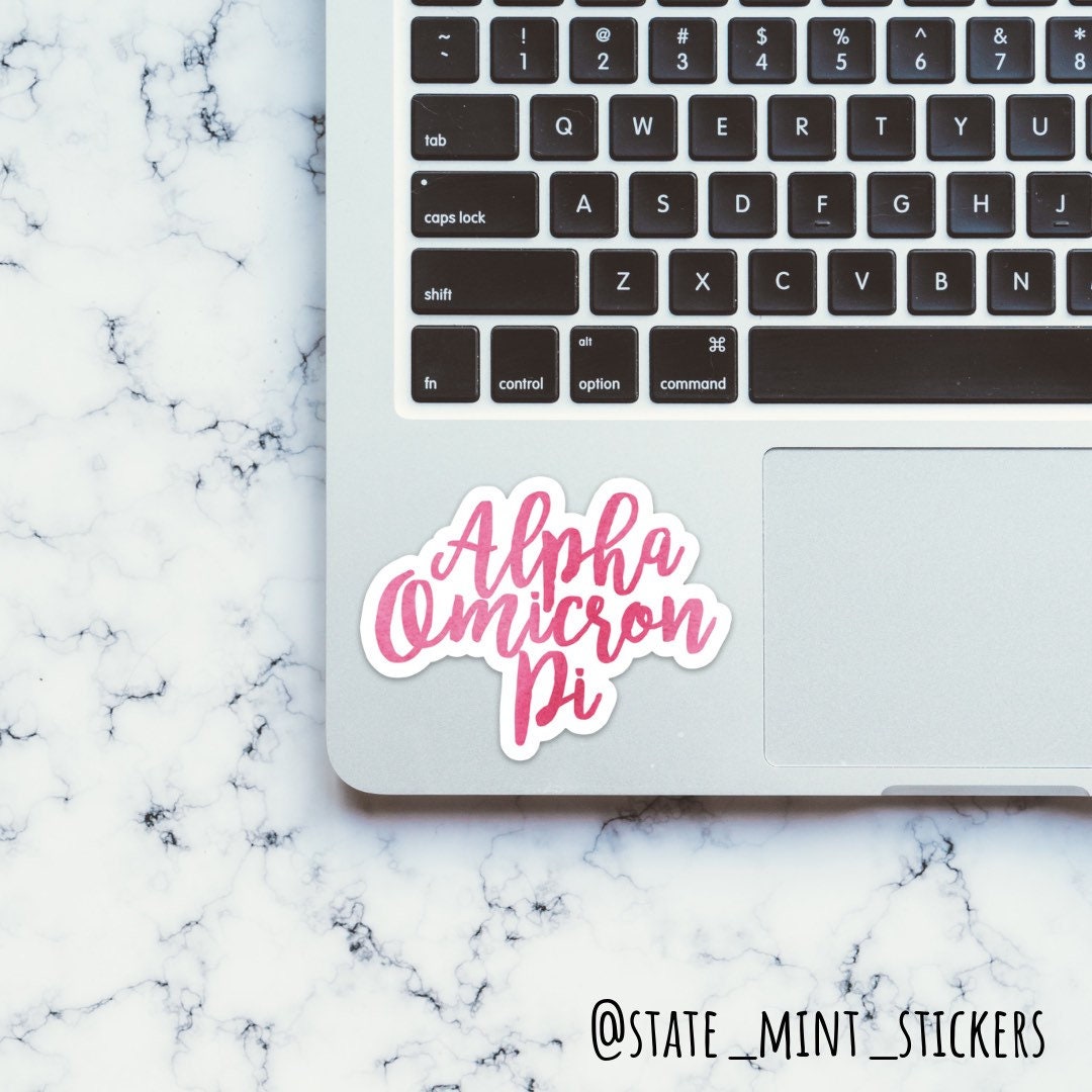 Alpha Omicron Pi Sorority Sticker | Pink Watercolor | Perfect for use on car, laptop, waterbottle, cooler, cup, mug, planner