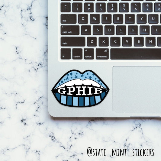 Gamma Phi Beta Blue Stars and Lips Sticker / Decal  | 3.5" | for car, laptop, cooler, water bottle and more