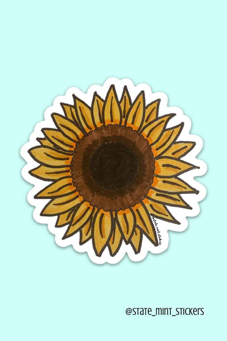 Sunflower Sticker / Decal | For Car, Laptop, Cooler, Flask, and More, watercolor, floral, vinyl, dishwasher safe, waterproof, gift