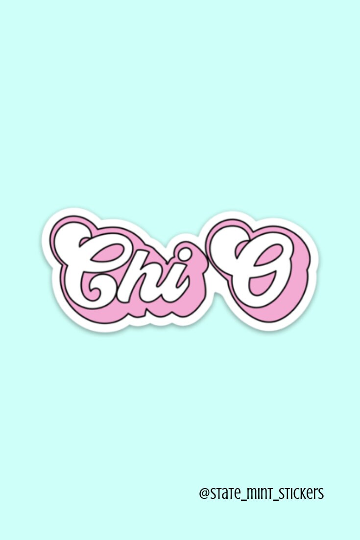 Chi Omega Sorority Groovy Pink Sticker / Decal | Use on Car, Laptop, Cooler, Water Bottle and more, big little reveal, basket, bid day, gift