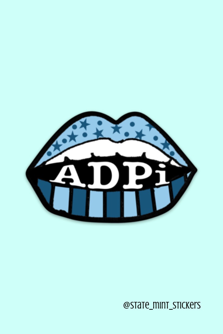 Alpha Delta Pi Blue Stars and Lips Sticker / Decal  | 3.5" | for car, laptop, cooler, water bottle, mug, cup, planner, big little, bid day