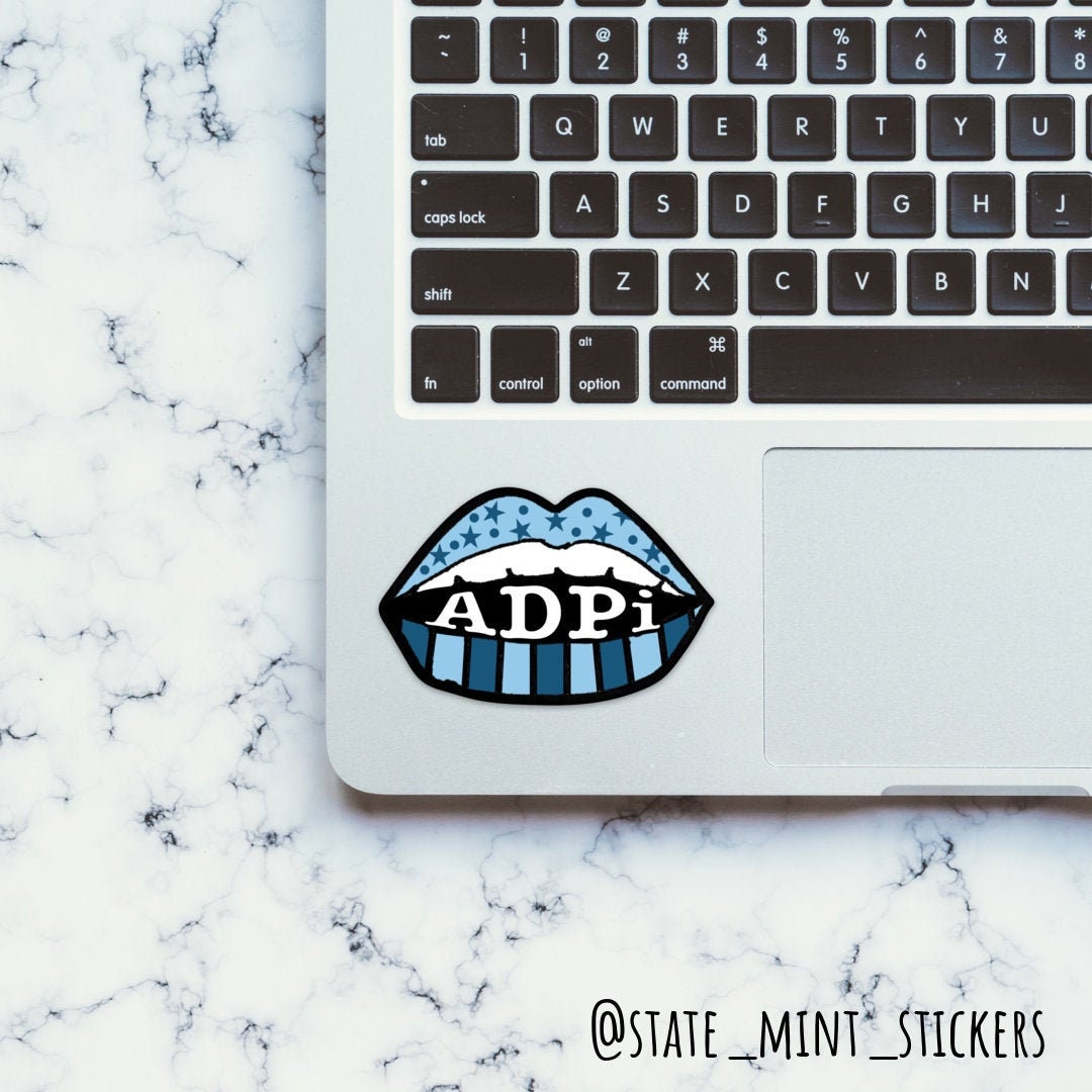 Alpha Delta Pi Blue Stars and Lips Sticker / Decal  | 3.5" | for car, laptop, cooler, water bottle, mug, cup, planner, big little, bid day