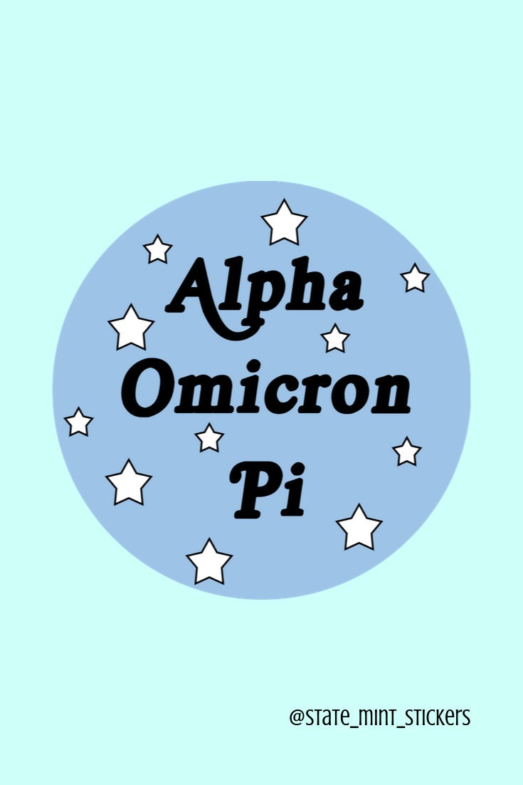 Alpha Omicron Pi Sorority Sticker | Groovy Stars | 3.5" | Vinyl Decal for Car, Laptop, Yeti, Cooler, Water Bottle, and More