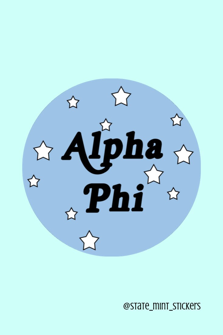 Alpha Phi Sorority Blue Stars Circle Sticker / Decal | 3.5" Circle | "Alpha Phi"