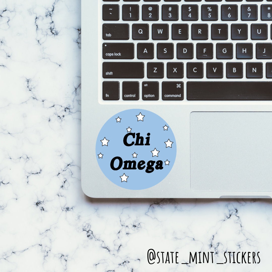 Chi Omega Sorority Blue Stars Circle Sticker