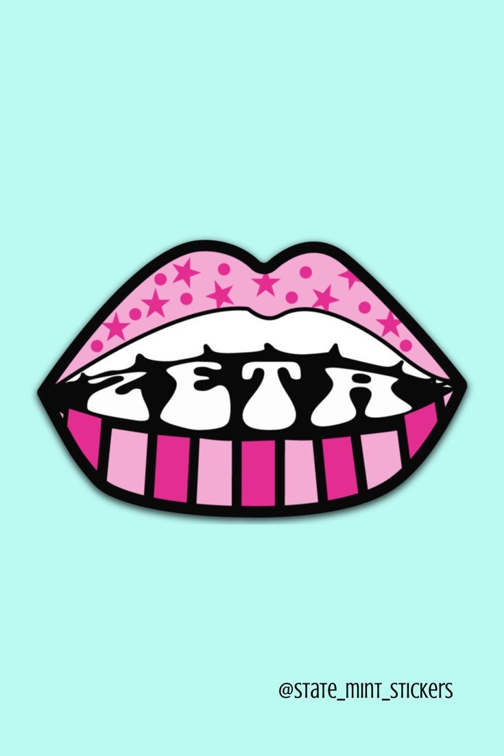 Zeta Tau Alpha Sorority Pink Stars and Lips ZTA Sticker / Decal | 3.5" Wide / use on car, laptop, cooler, planner and more