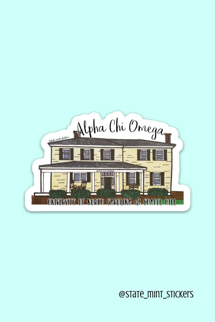 Alpha Chi Omega University of North Carolina at Chapel Hill Custom Sorority House Sticker | 3.5" Wide, big little, bid day, bulk order, axo
