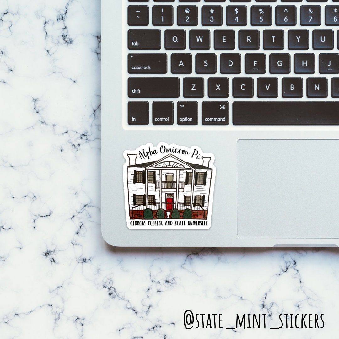 Alpha Omicron Pi GCSU Sorority House Sticker | 3.5"  / Decal |  for Car, Laptop, Mug, Cup, Cooler, Planner