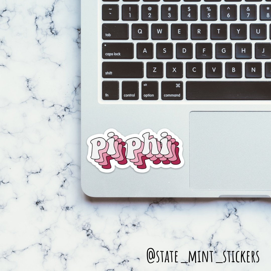 Pi Beta Phi "Pi Phi" Sorority Groovy Red Sticker /  / Decal |  for Car, Laptop, Mug, Cup, Cooler, Planner |
