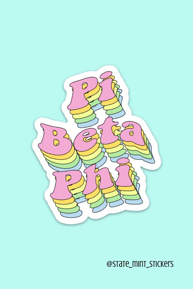 Pi Beta Phi "Pi Phi" Sorority Wavy Rainbow Sticker / Decal |