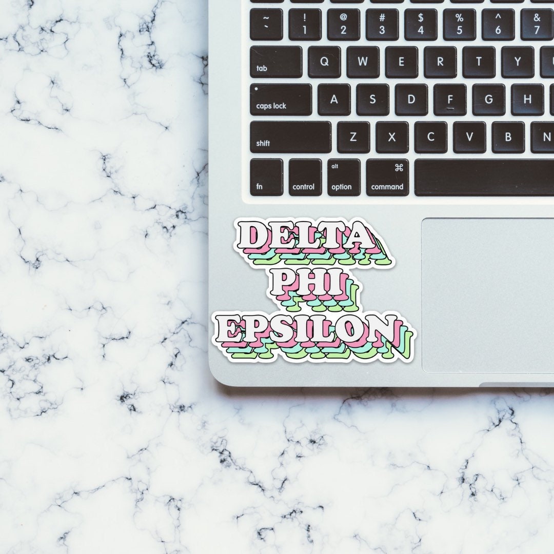 Delta Phi Epsilon Colorful Layers Sticker  | 4" Wide  / Decal |  for Car, Laptop, Mug, Cup, Cooler, Planner