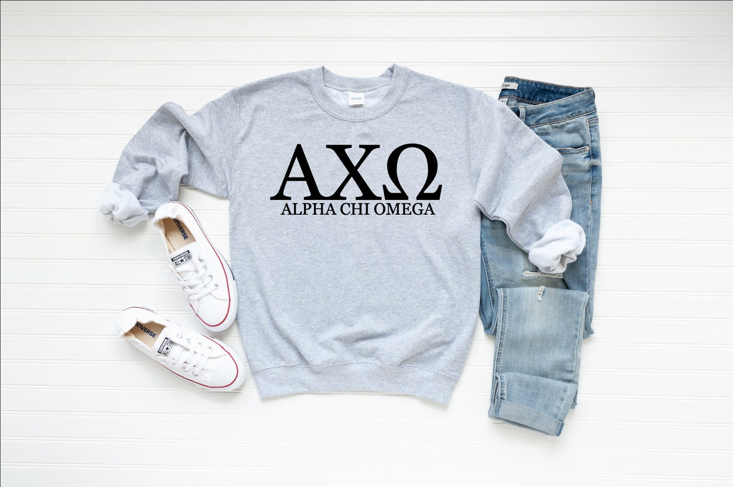 Alpha Chi Omega Sweatshirt | AXO Alpha Chi Sorority | Glidan Unisex Crewneck Sweatshirt | Greek Letters