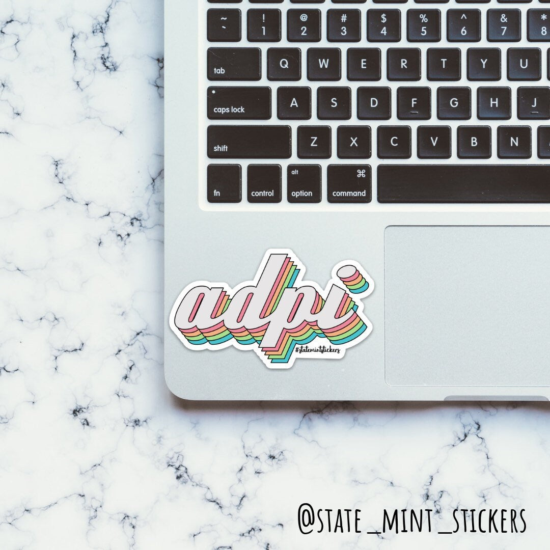 Alpha Delta Pi Retro Rainbow Sorority Sticker | 4" Wide