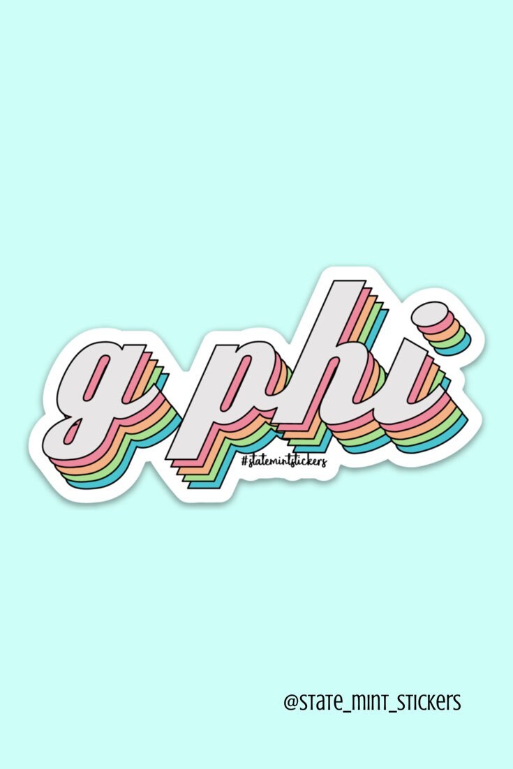 Gamma Phi Beta Pink Retro Rainbow Sticker | Official Licensed Product  | 3.5" Wide