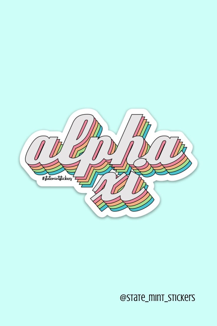 Alpha Xi Delta Retro Rainbow Sticker / Decal | 3.5" Wide