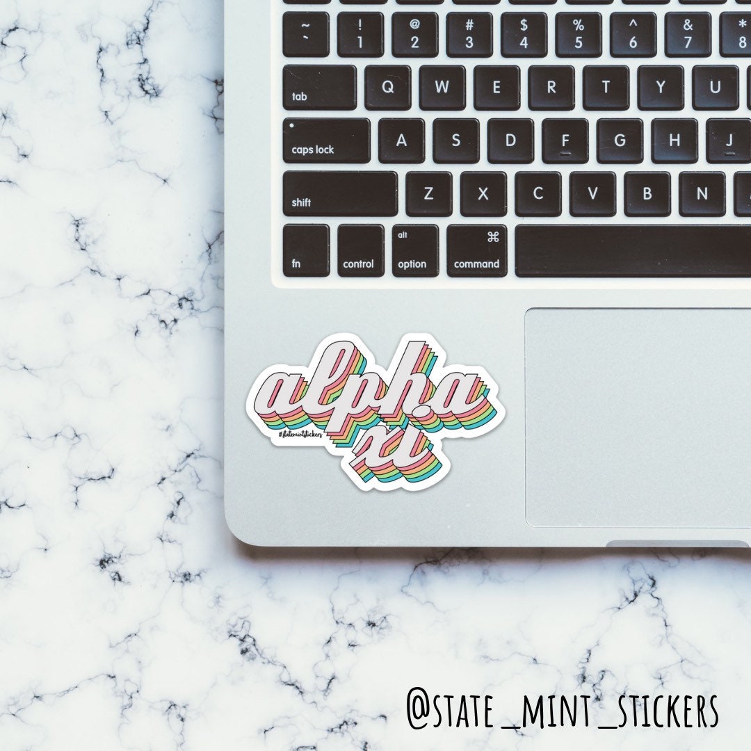 Alpha Xi Delta Retro Rainbow Sticker / Decal | 3.5" Wide