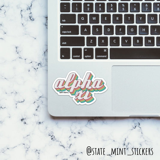 Alpha Xi Delta Retro Rainbow Sticker / Decal | 3.5" Wide