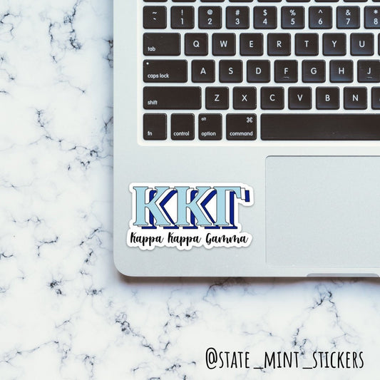 Kappa Kappa Gamma Sorority Layered Greek Letters Decal / Sticker | 3.5"  / Decal |  for Car, Laptop, Mug, Cup, Cooler, Planner