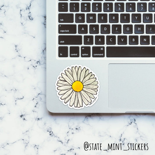 Daisy Sticker / Decal | For Car, Laptop, Cooler, Flask, and More, watercolor flower, vinyl, indoor outdoor, waterproof, dishwasher safe