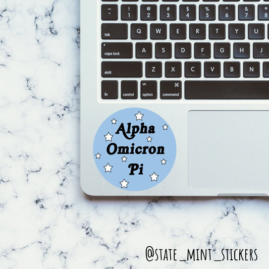 Alpha Omicron Pi Sorority Sticker | Groovy Stars | 3.5" | Vinyl Decal for Car, Laptop, Yeti, Cooler, Water Bottle, and More