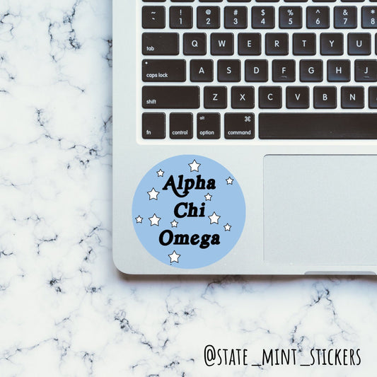 Alpha Chi Omega Sorority Stars Letters Sticker