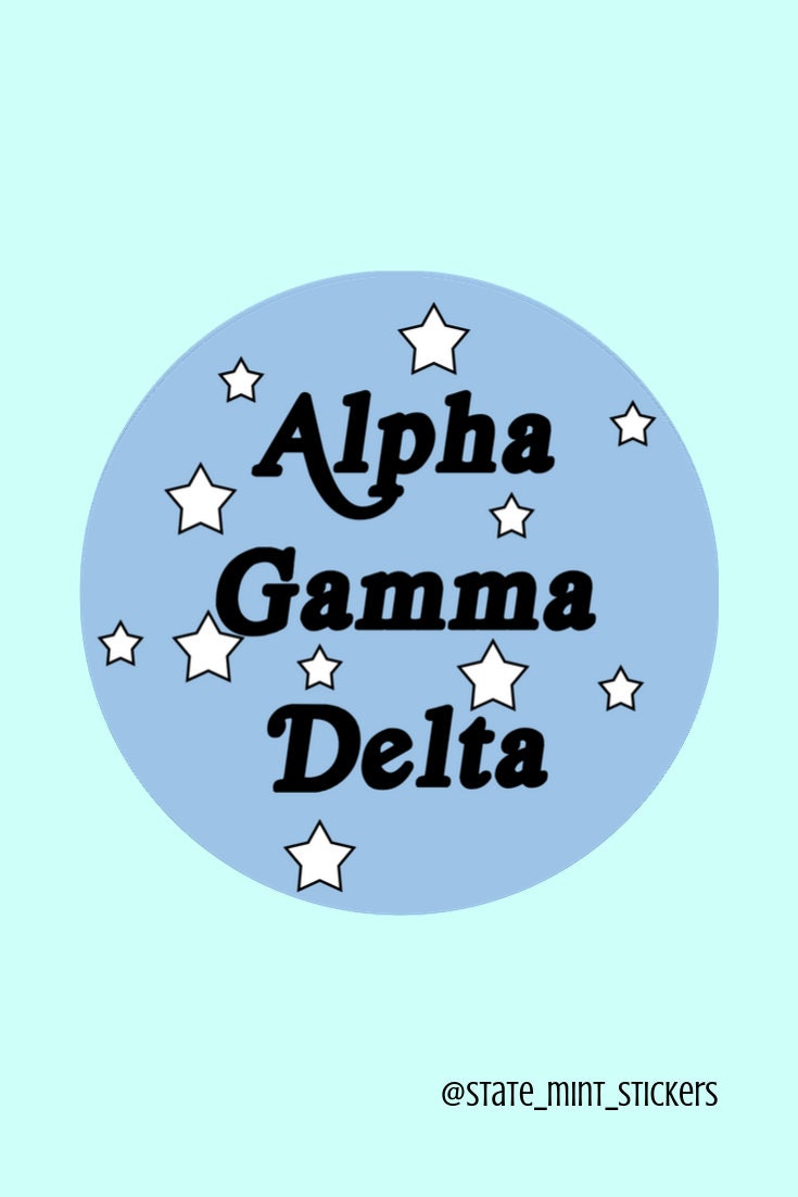 Alpha Gamma Delta Sorority Pastel Stars Sticker  | 3.5" Wide