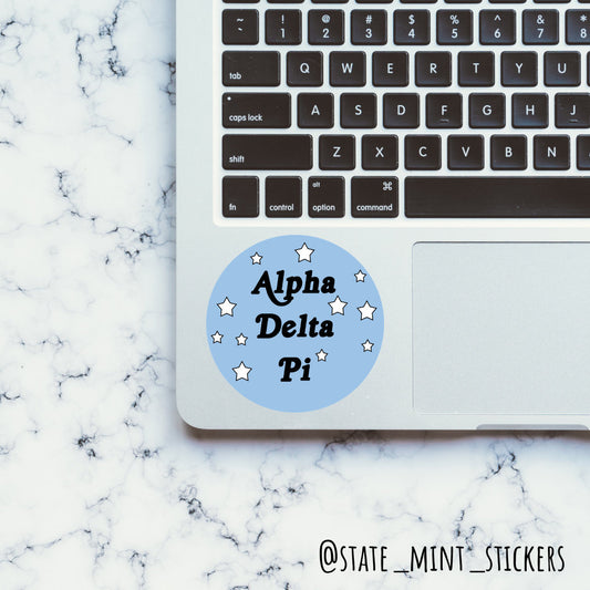 Alpha Delta Pi Blue Stars Sticker / Decal  | 3.5" | for car, laptop, cooler, water bottle and more |  big little reveal, bid day basket,