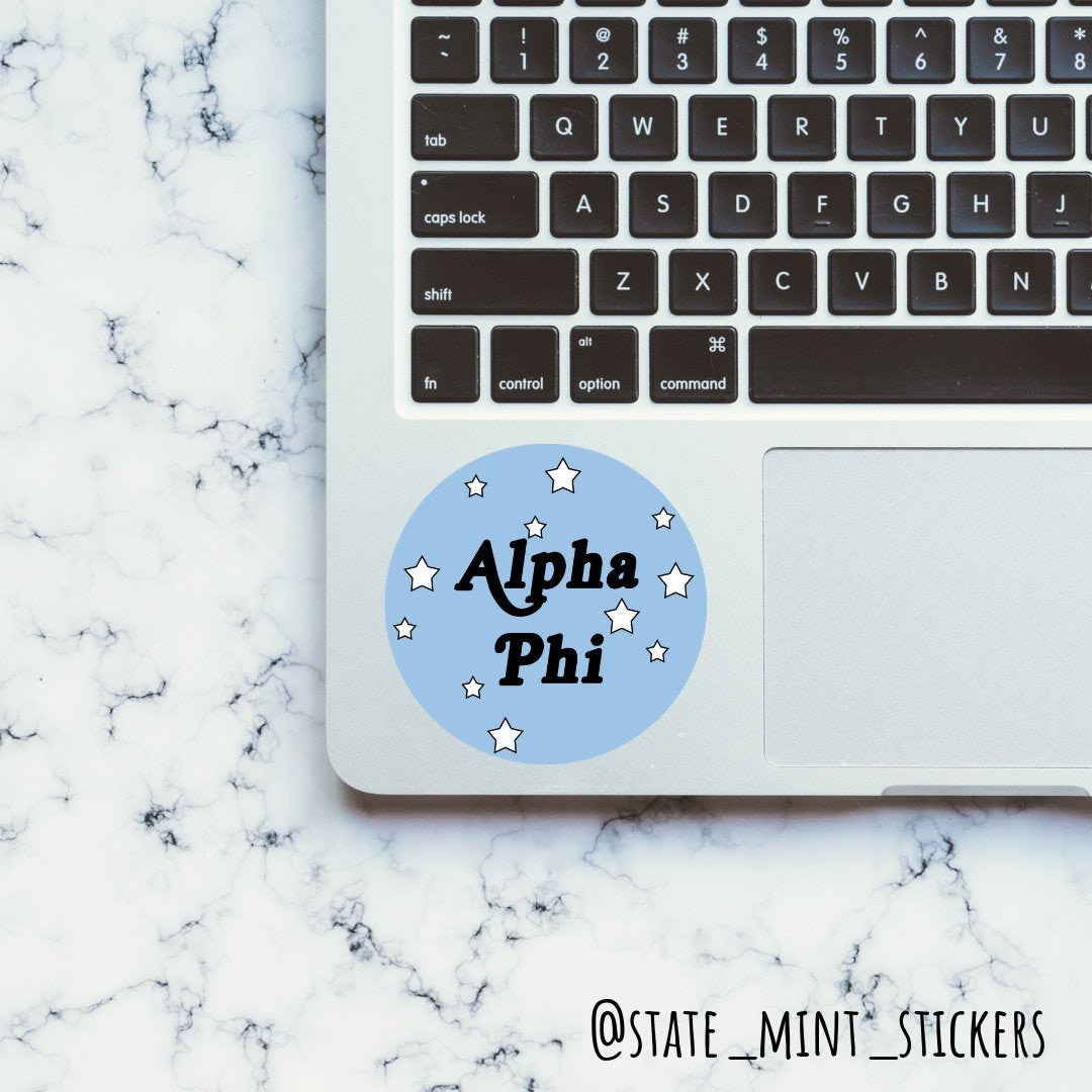 Alpha Phi Sorority Blue Stars Circle Sticker / Decal | 3.5" Circle | "Alpha Phi"