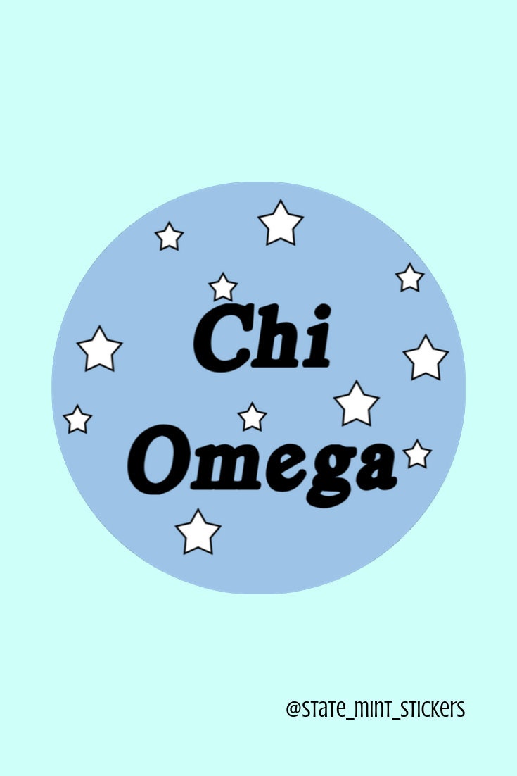 Chi Omega Sorority Blue Stars Circle Sticker