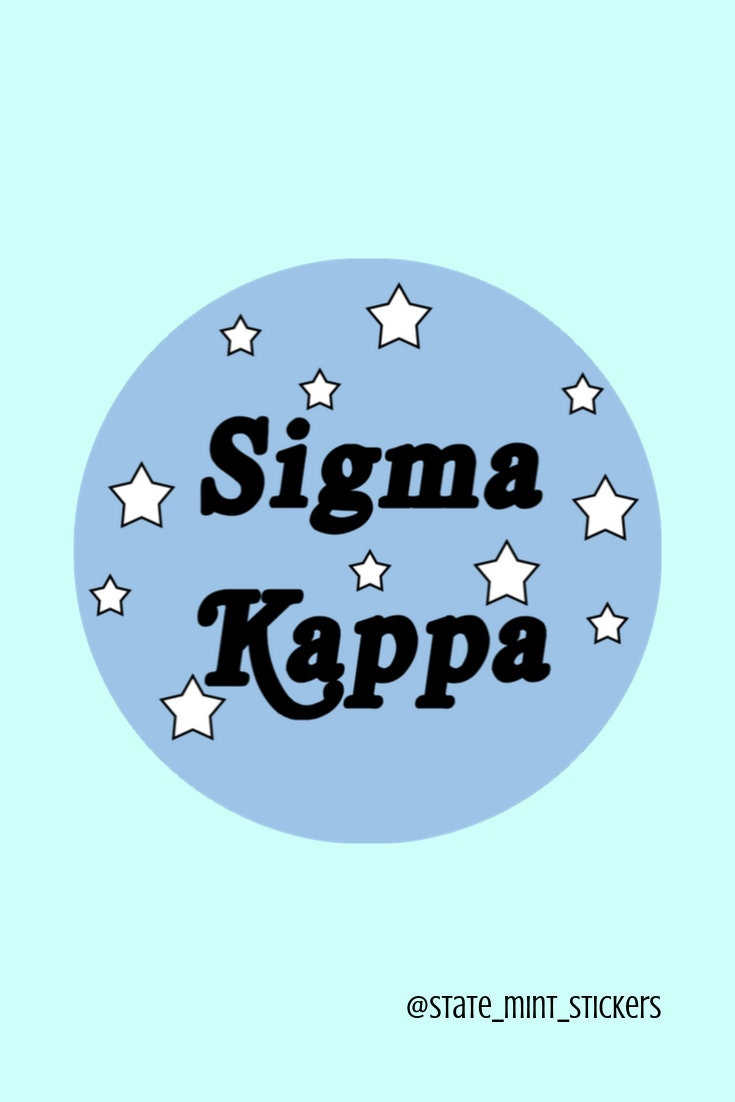 Sigma Kappa Sorority Pastel Blue Stars Sticker  | 3.5" Wide